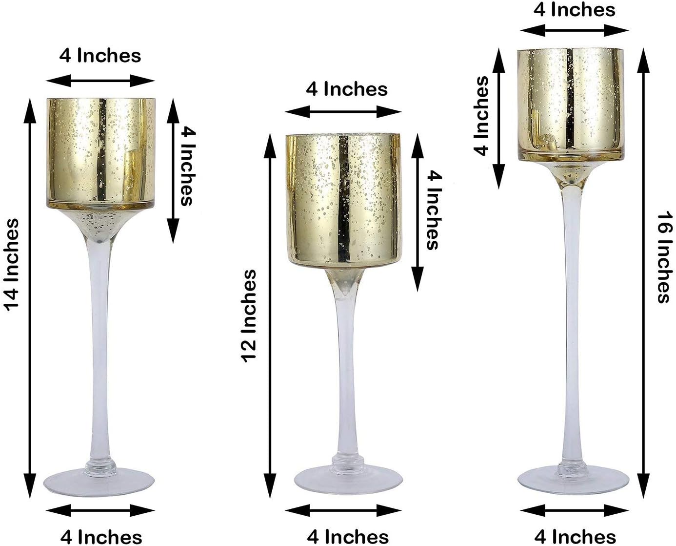 Buy Efavormart Set of 3 Gold Long Stem Mercury Glass Cylinder Vase
