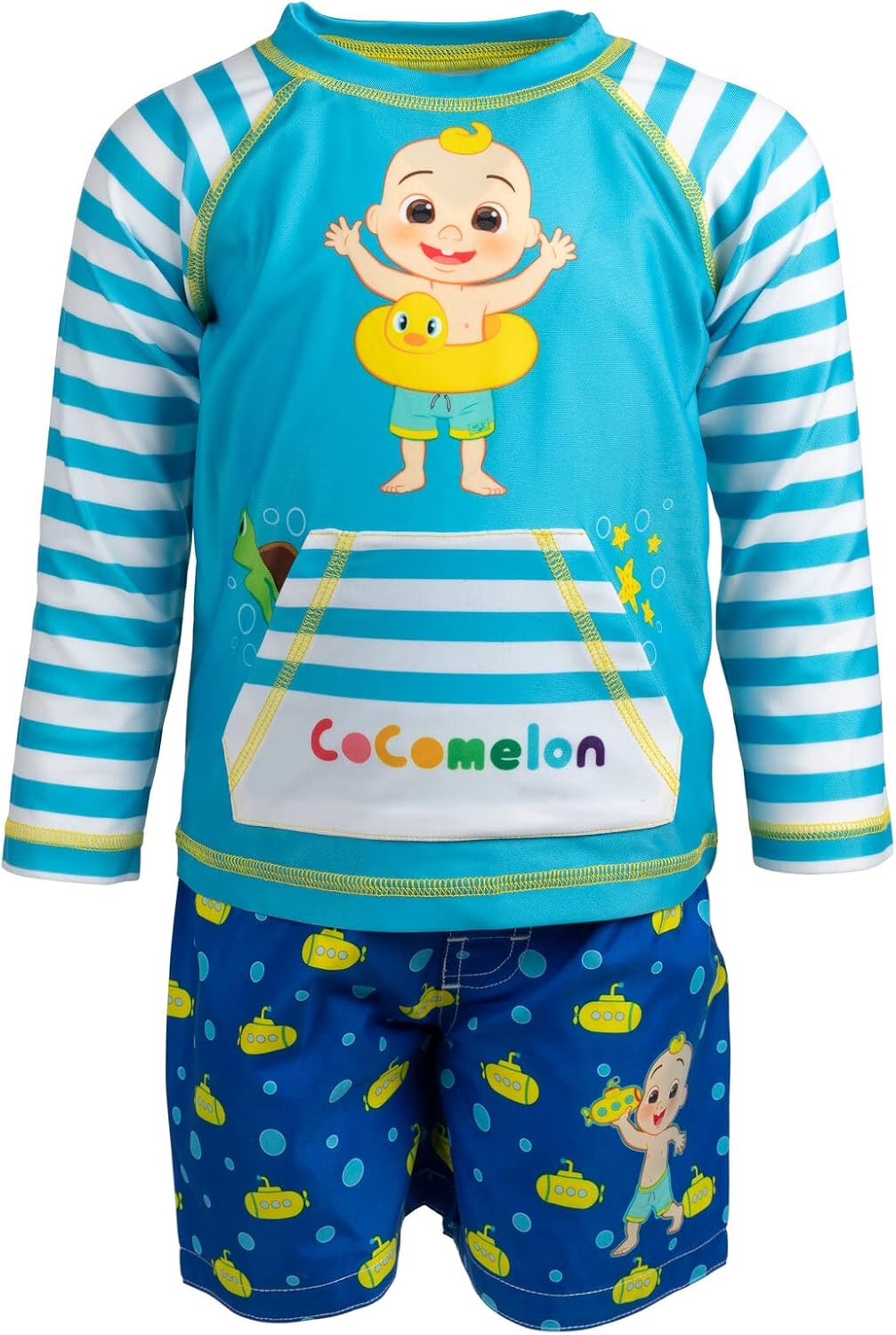 CoComelon JJ Toddler Boys Rash Guard and Swim Trunks Outfit Set - Image 5