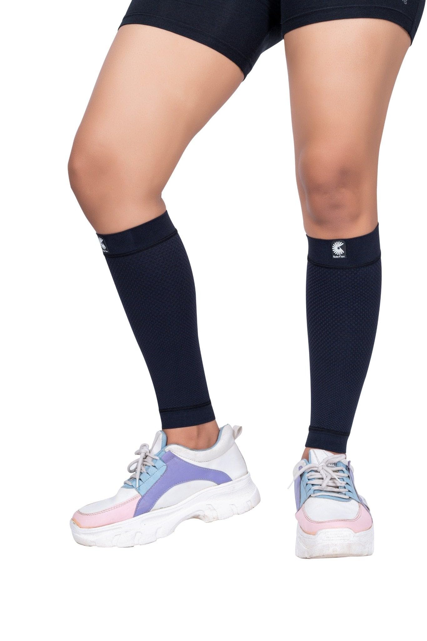 FederFlex Compression Calf Sleeves: The CoreLuxe Collection - Shade: Carbon Black (MEDIUM) 2