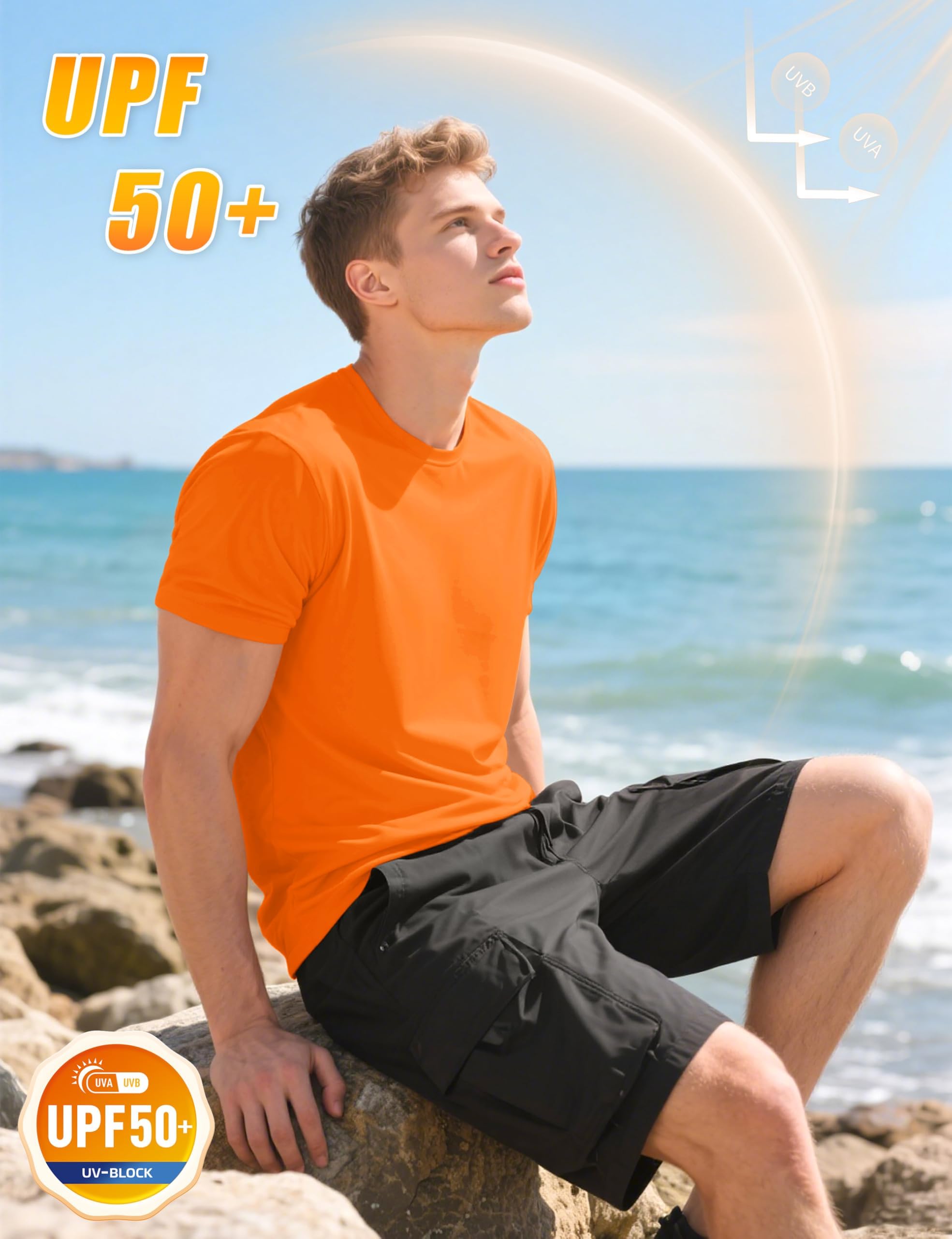 KEFITEVD Camiseta Elástica de Secado Rápido para Hombre, Camisetas de Manga Corta Ligeras Informales Finas de Verano
