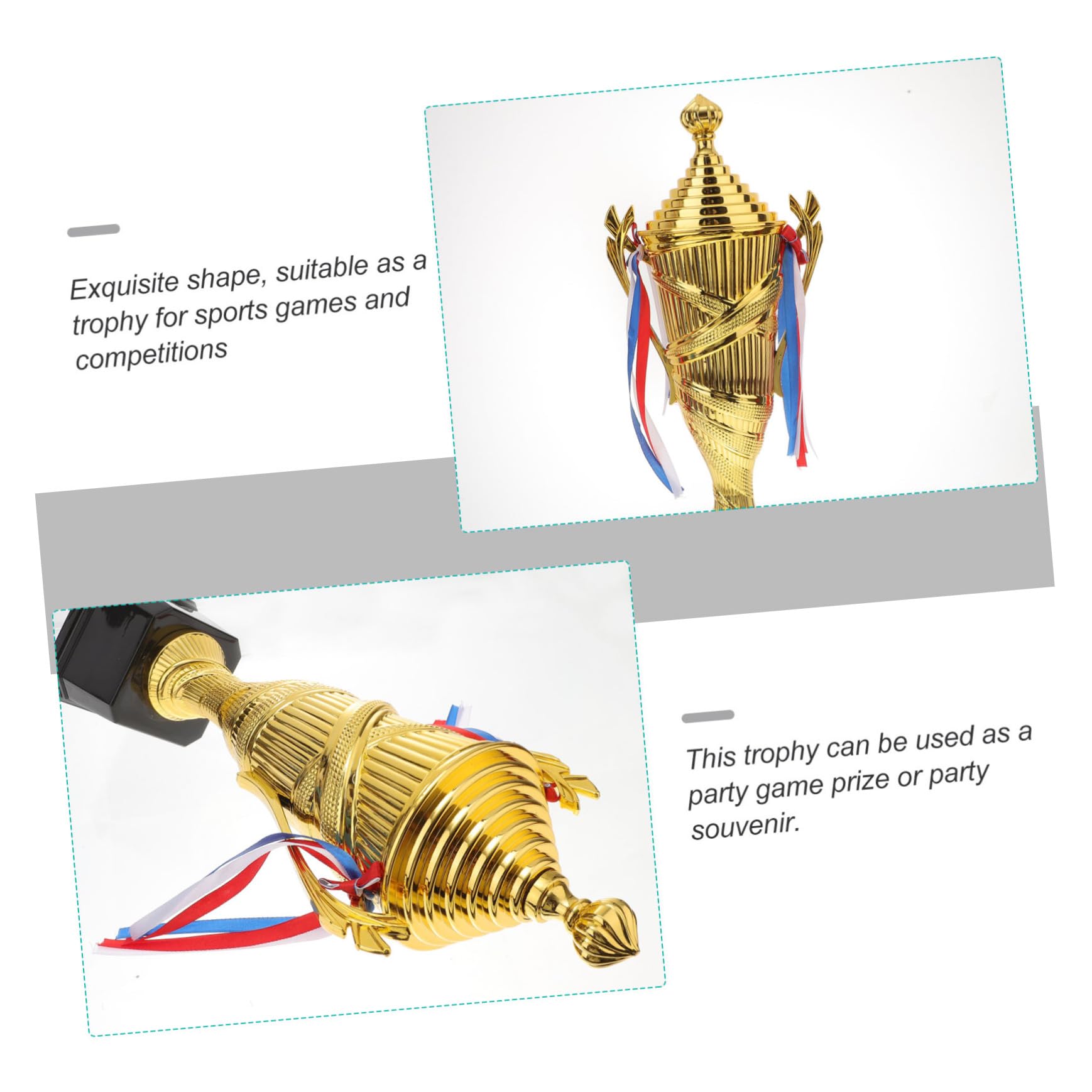 POPETPOP Coppa Premio in Plastica Dorata Coppe Premio per Tornei Sportivi e Carnevali Coppa Robusta e Durevole Base Nera per Targhette Personalizzate