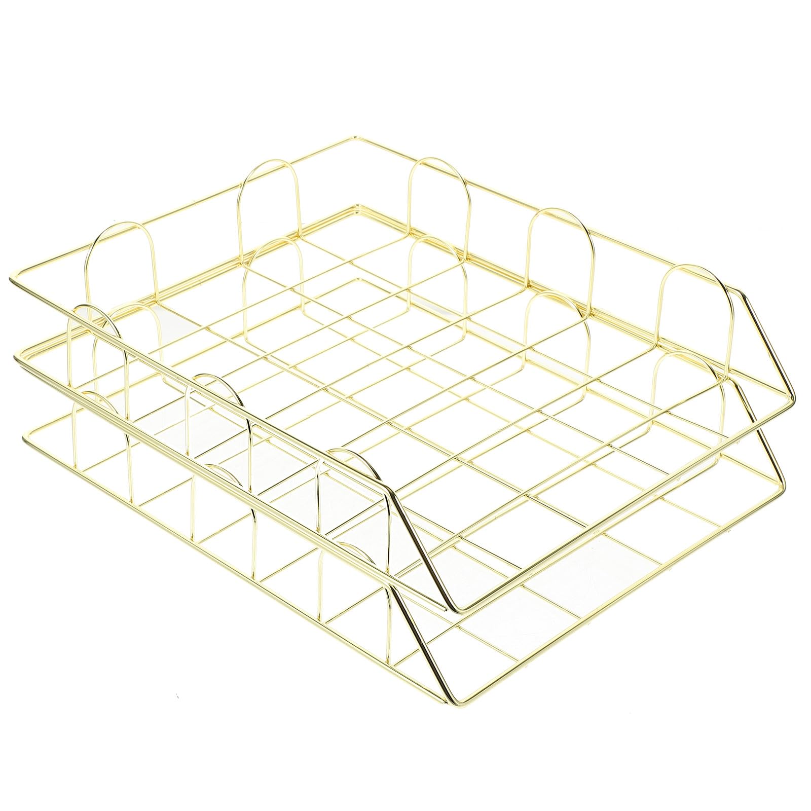 2 bandejas apilables de metal para archivos, soporte para documentos A4, estante para carpetas de escritorio y cesta de almacenamiento de papel para nización eficiente de oficina y clasificación de