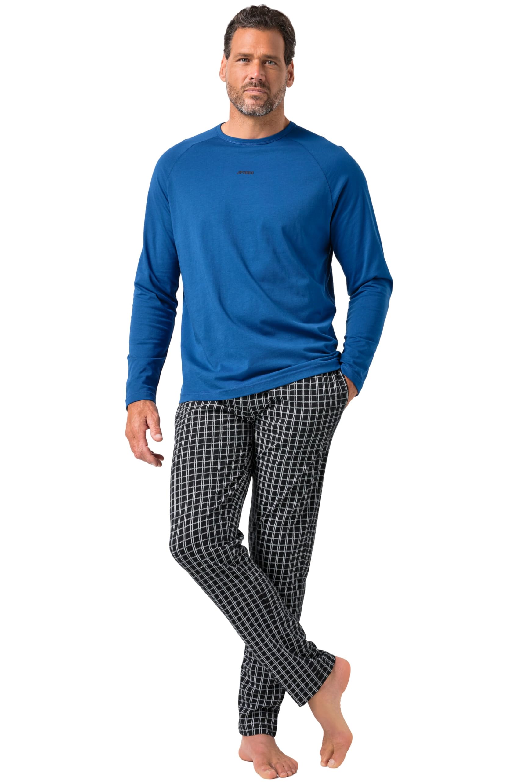 JP 1880 Herren große Größen Übergrößen Menswear L-8XL Schlafanzug, Homewear, Zweiteiler, Langarmshirt, Karierte, Lange Hose 844050