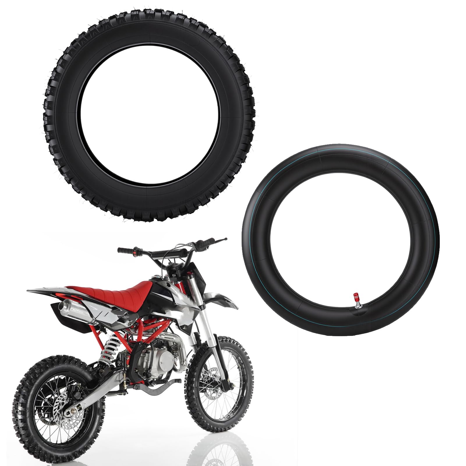Tbest Zestaw Opon i Dętek do Motocykli Terenowych 3.00-12 do Tylnego Koła