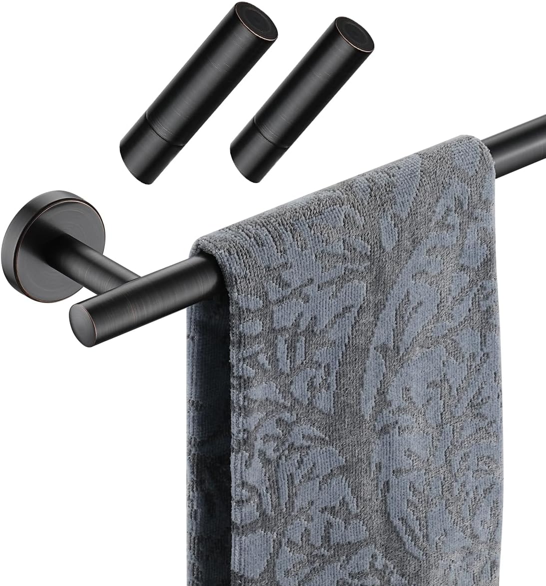 JQK Bronze Towel Bar Set, 24 Inch 304 Stainless Steel Thicken 0.8mm Towel Rack Bathroom Hardware Set with Towel Hook 2 Pack Oil Rubbed Bronze Wall Mount, BAS113L24-ORB 3-Pcs 27Inch Oil Rubbed Bronze