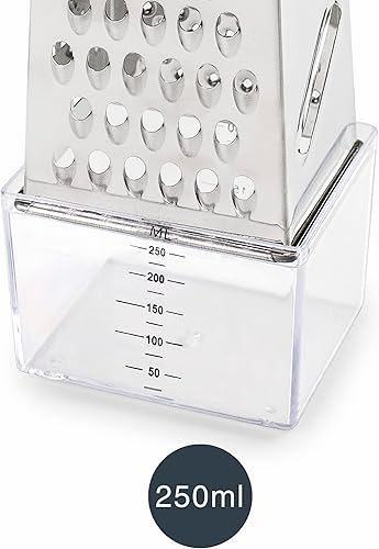 Miniatura 6 de Lacor - 61363  Rallador de cocina con recipiente de acero inoxidable, incluye recipiente para alimentos de 8.5 fl oz, 4 lados de corte fino, medio,