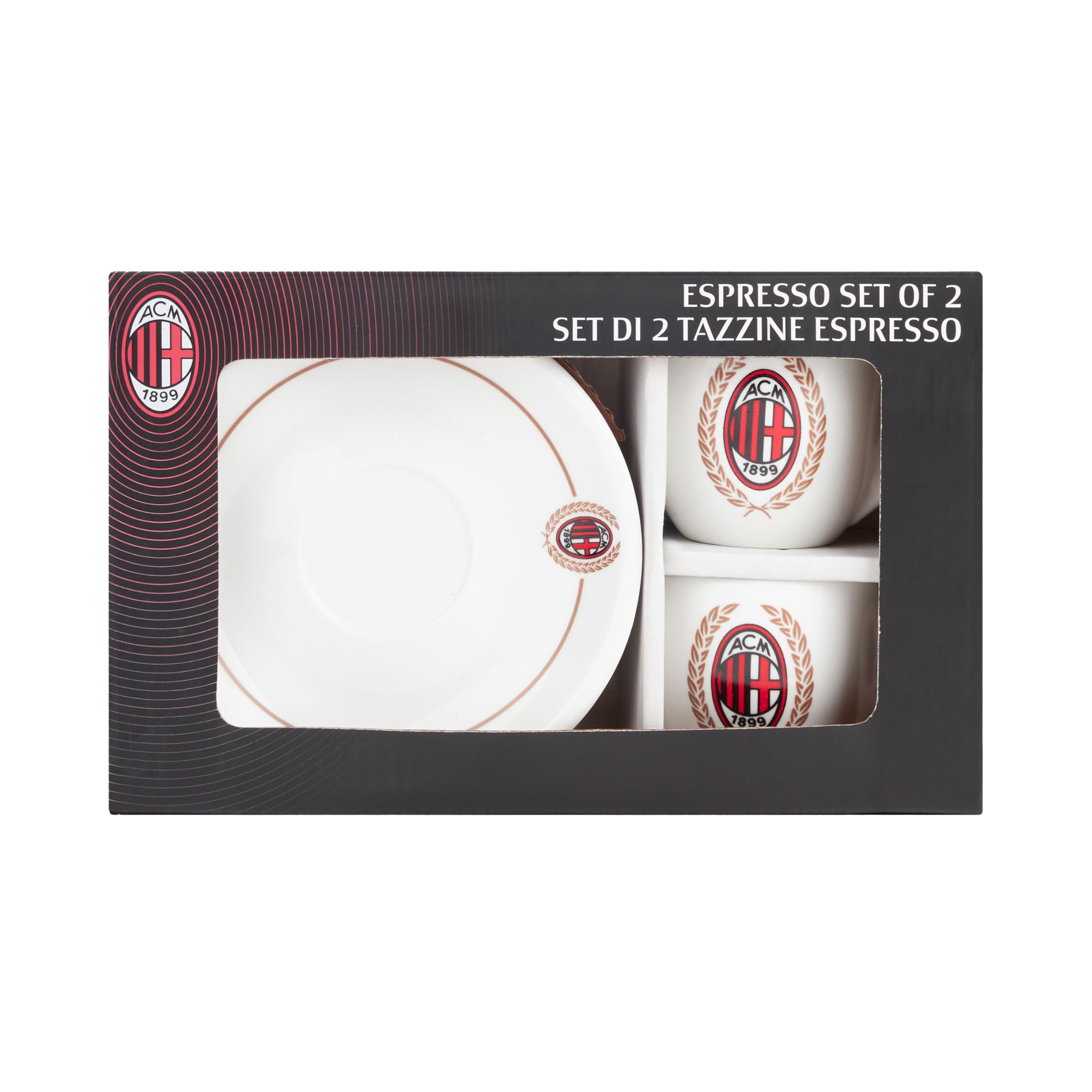 A.C. Milan - Set Tazzine caffè, Prodotto Ufficiale, Nero-Rosso, TU