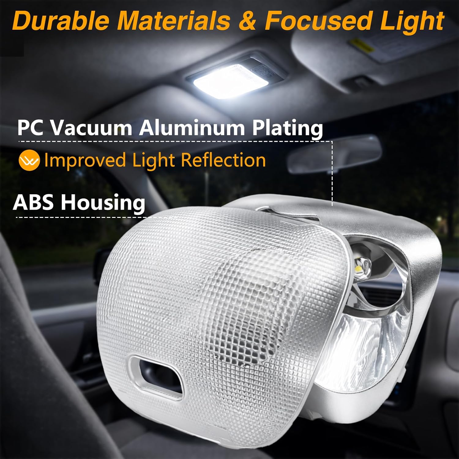 FUSCH LED Dome Reading Light Assembly with Cover Compatible with Ford Ranger 1993–2004, Cab Interior Overhead Roof Map Lamp, Replace#: F37Z-13776-B