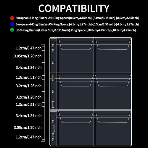 Vista 4 de Páginas de bolsillo para monedas: bolsillo estándar de 9 agujeros para monedas, fundas de recogida para monedas, 10 hojas serie CS03