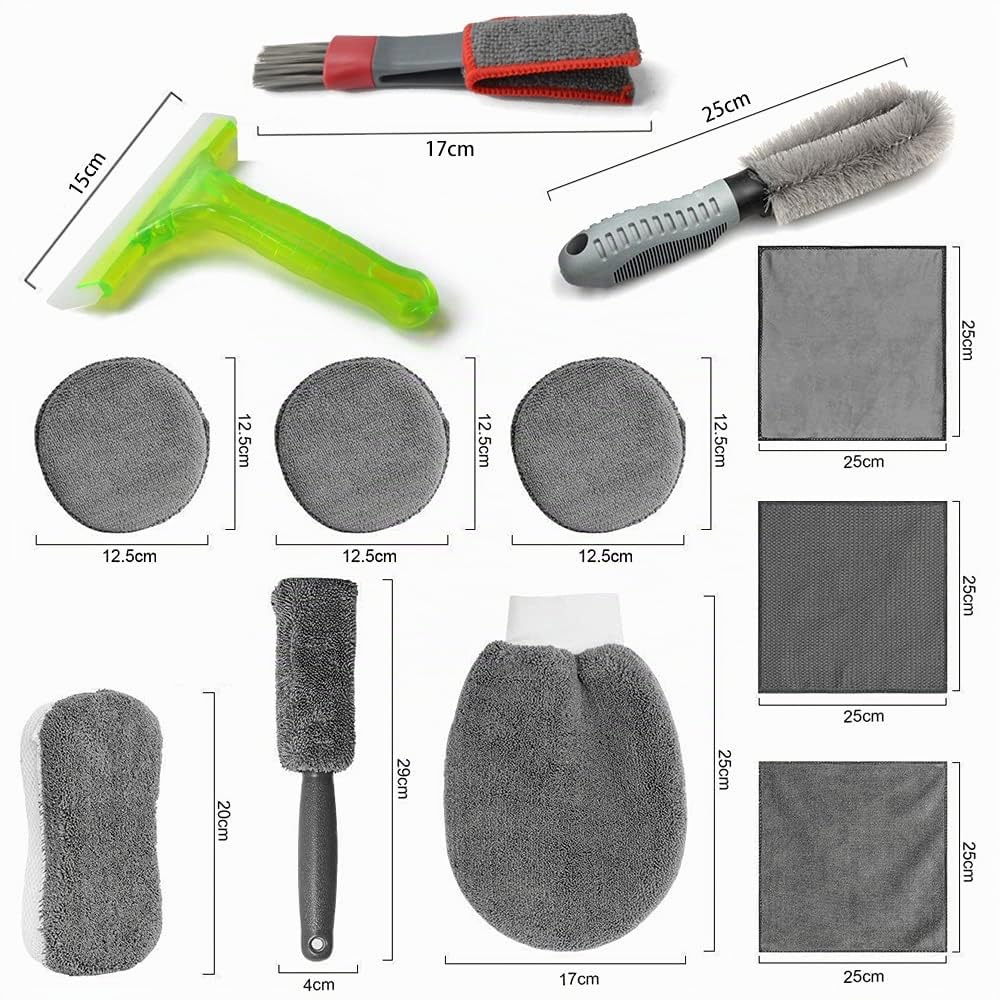 Spugna per Auto, Set di Pulizia, Kit in Microfibra per Lavaggio e Cura dell'Auto,Spazzola di Ruota