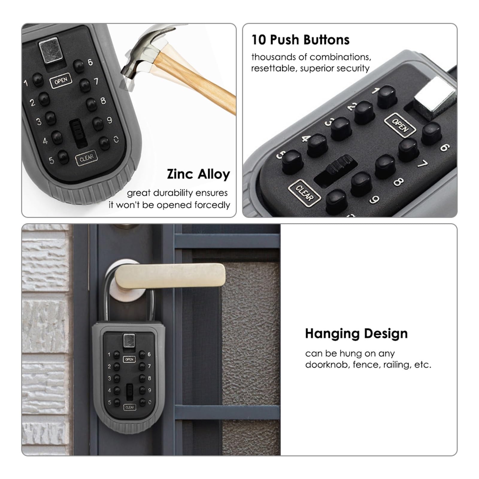 Tresor, Wasserdichter Schlüsselsafe for den Außenbereich, Wandbehang-Schlüsselaufbewahrungsbox, Passwortbox aus Zinklegierung Für Home Office, Hotellerie und Gewerbe