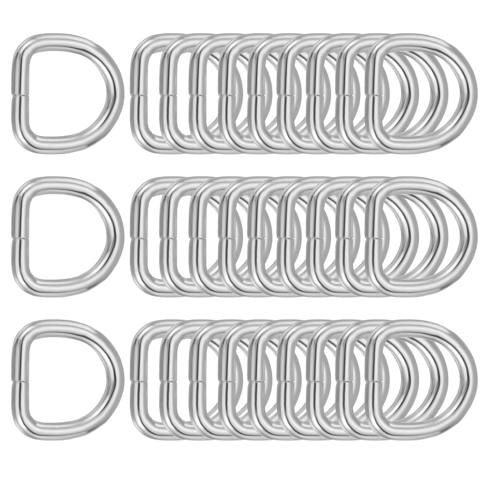 PATIKIL Metal D Ring, (25mm, Silver)(30 Pcs), Heavy Duty Welded Solid D Rings Metal D Buckle, Suit for Bags/Backpack/Wallets/Leather/Straps/Webbing/Pet Collars/Hardware Assorted