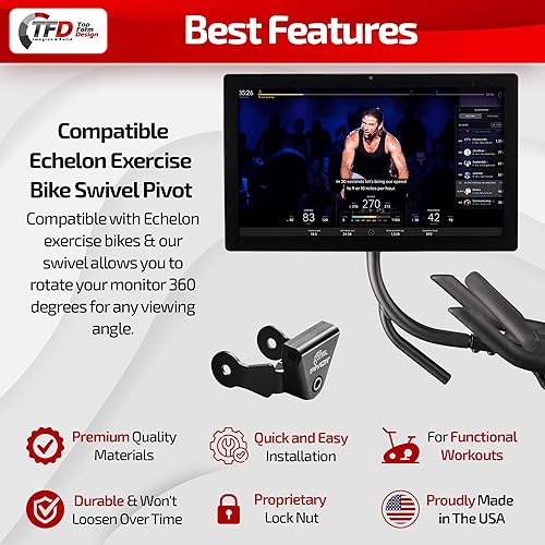 Miniatura 7 de The Tray-E & Pivot-E, compatible con bicicletas Echelon  Fabricado en los Estados Unidos - Ajustador de movimiento 360 para bicicletas en casa,