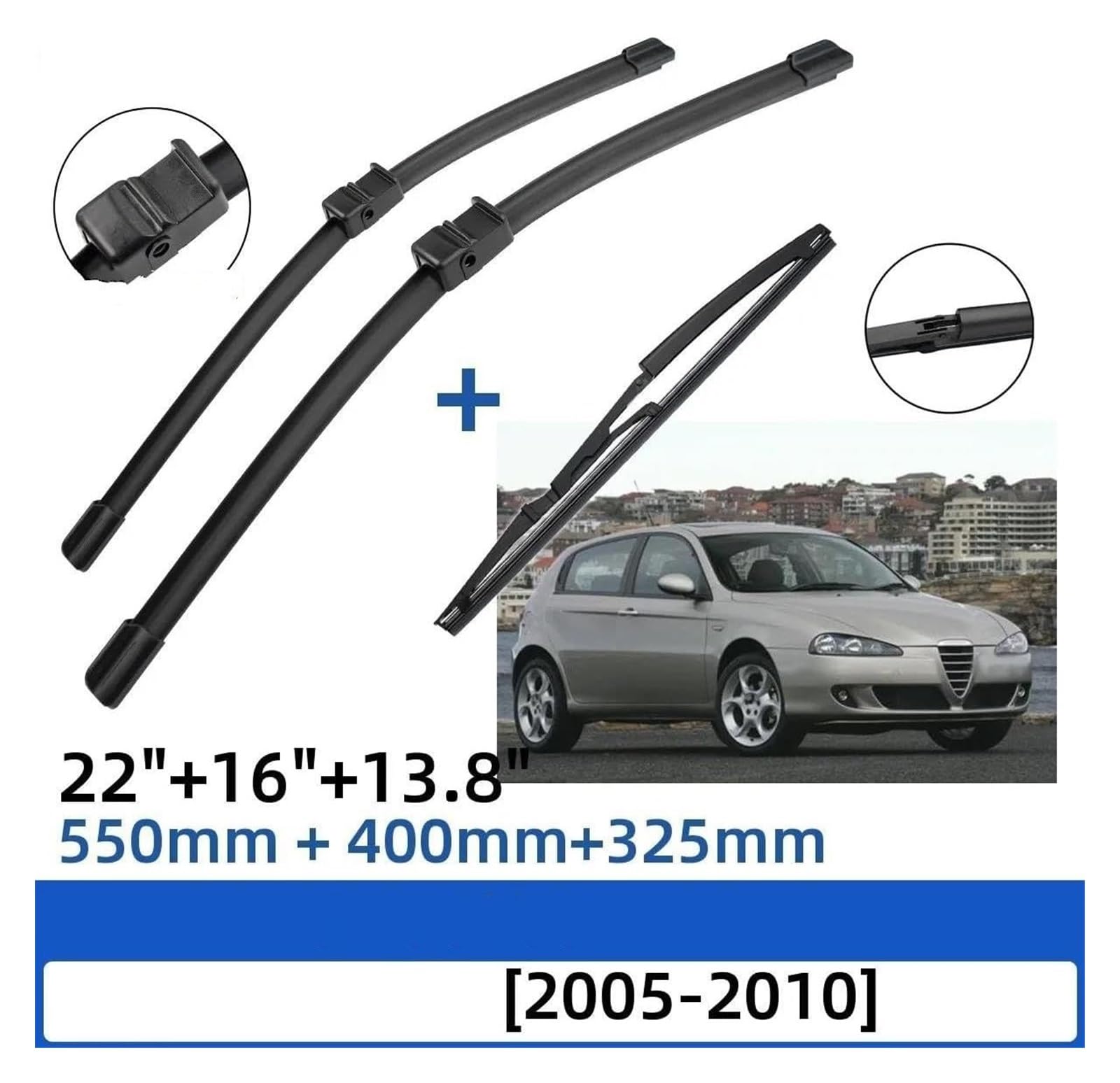 Parabrezza Tergicristalli Per A&lfa Romeo 147 937 2005-2010 22 "+16"+13.8" Spazzole Tergicristallo Anteriori Posteriori Parabrezza Finestra Spazzole Tergicristallo Auto