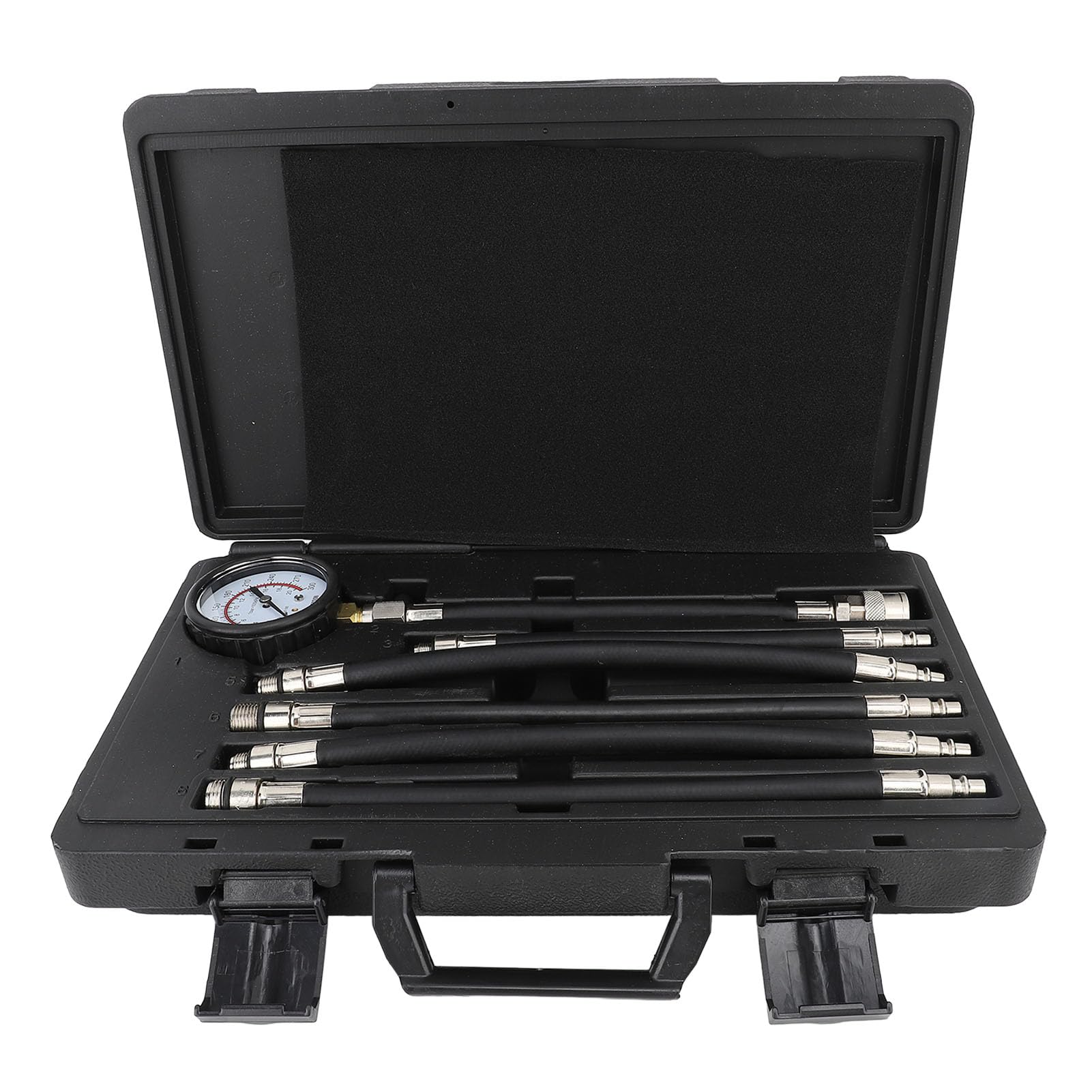 Kit Tester Compressione Cilindro Motore a Benzina Kit Tester Compressione Motore in Gomma da 0 a 300 Psi 5 Adattatori Indicatore Trasparente con Custodia per Utenti Fai da Te Auto ATV Moto