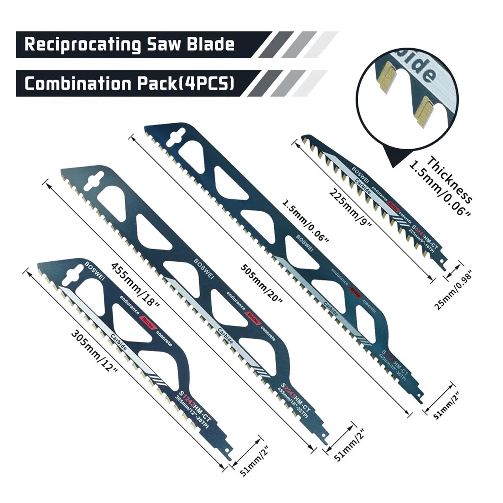 1 szt. Brzeszczot piły szablastej ze stopu do cięcia cegły bąbelkowej Pusty czerwony i blok betonowy za pomocą narzędzi ręcznych(4Pcs)