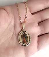 Vista 9 de Virgen de Guadalupe - Collar con medalla de ambos lados, cadena de ancla de 17.5 pulgadas