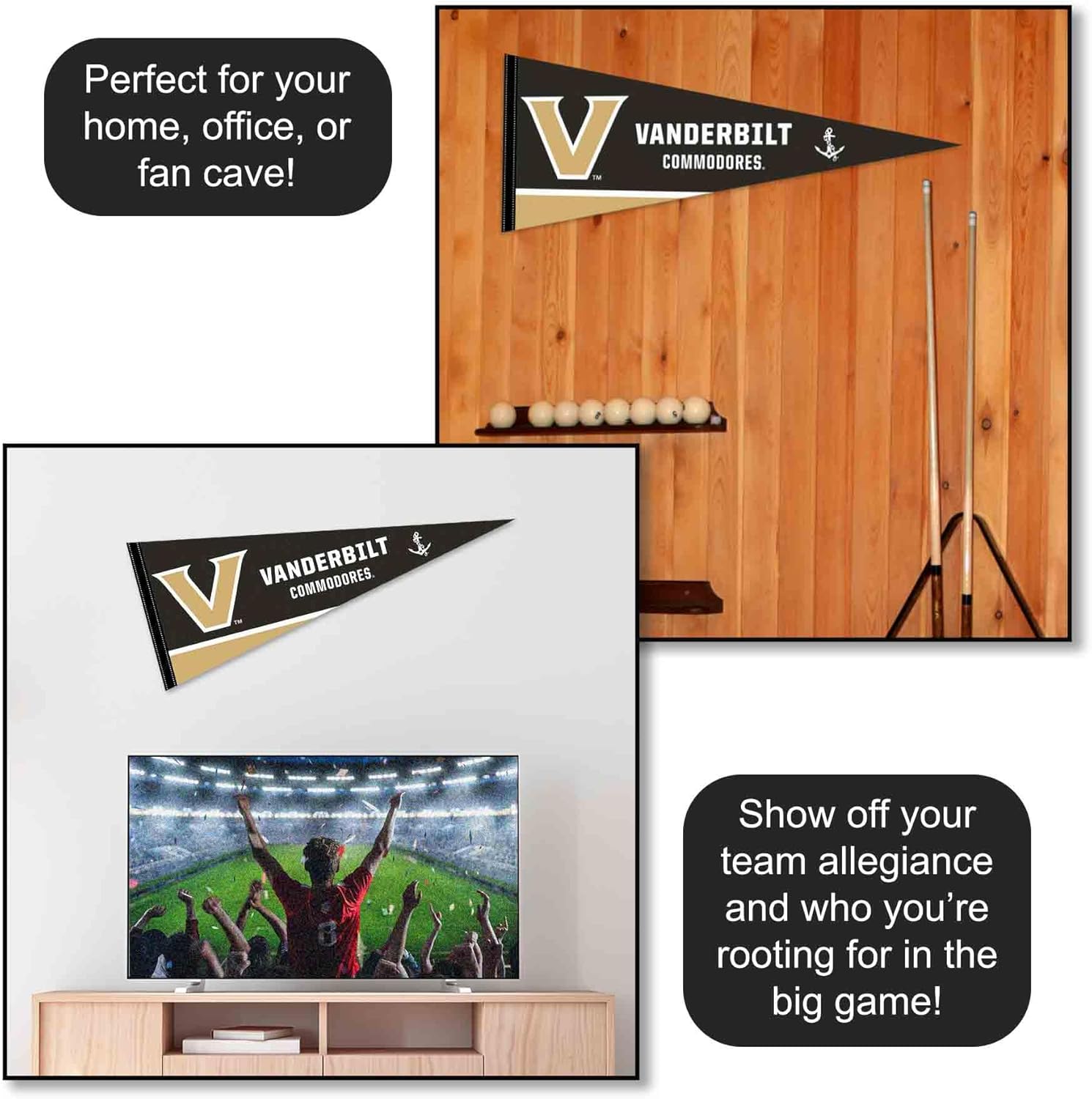 College Flags & Banners Co. Vanderbilt Commodores Wordmark Pennant Flag - Image 3