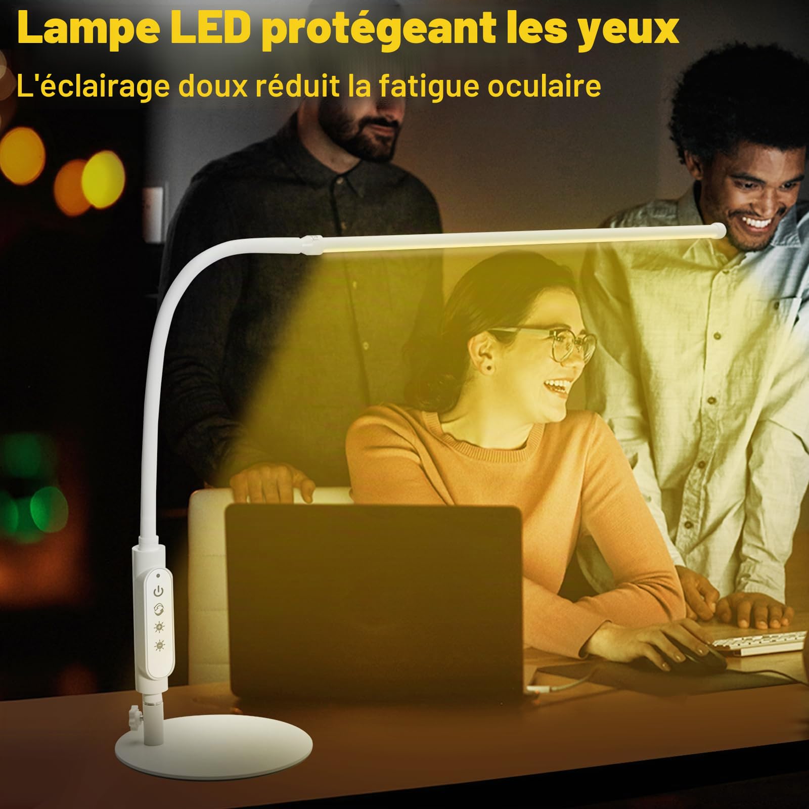 CGBE 60cm Lampe de Table Manucure LED pour Prothésiste Ongulaire Blanc | 360 ° Flexible, 18W LED Anti-éblouissement, 3 Modes 5 Intensités Réglable, Contrôle Tactile, Pour Manucure Lecture Travail