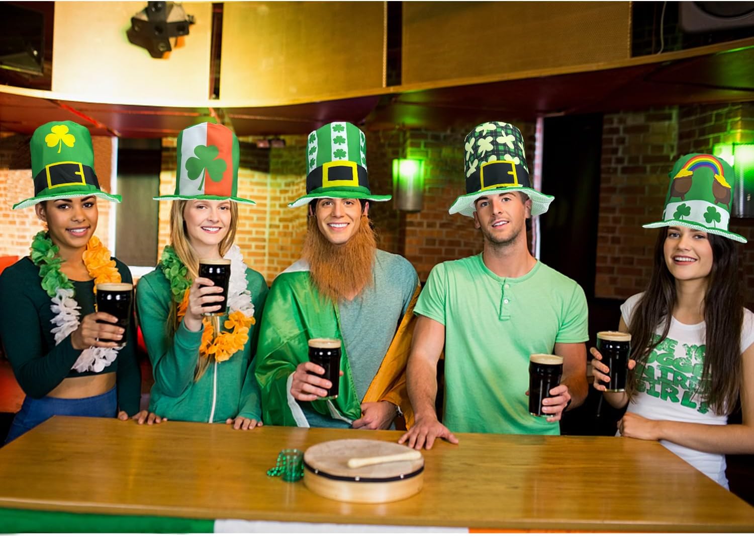 6 Pack St Patricks Day Hats St. Patrick's Day Top Hats Irish Party Hats Accessories Leprechaun Hats for Man Women Teen