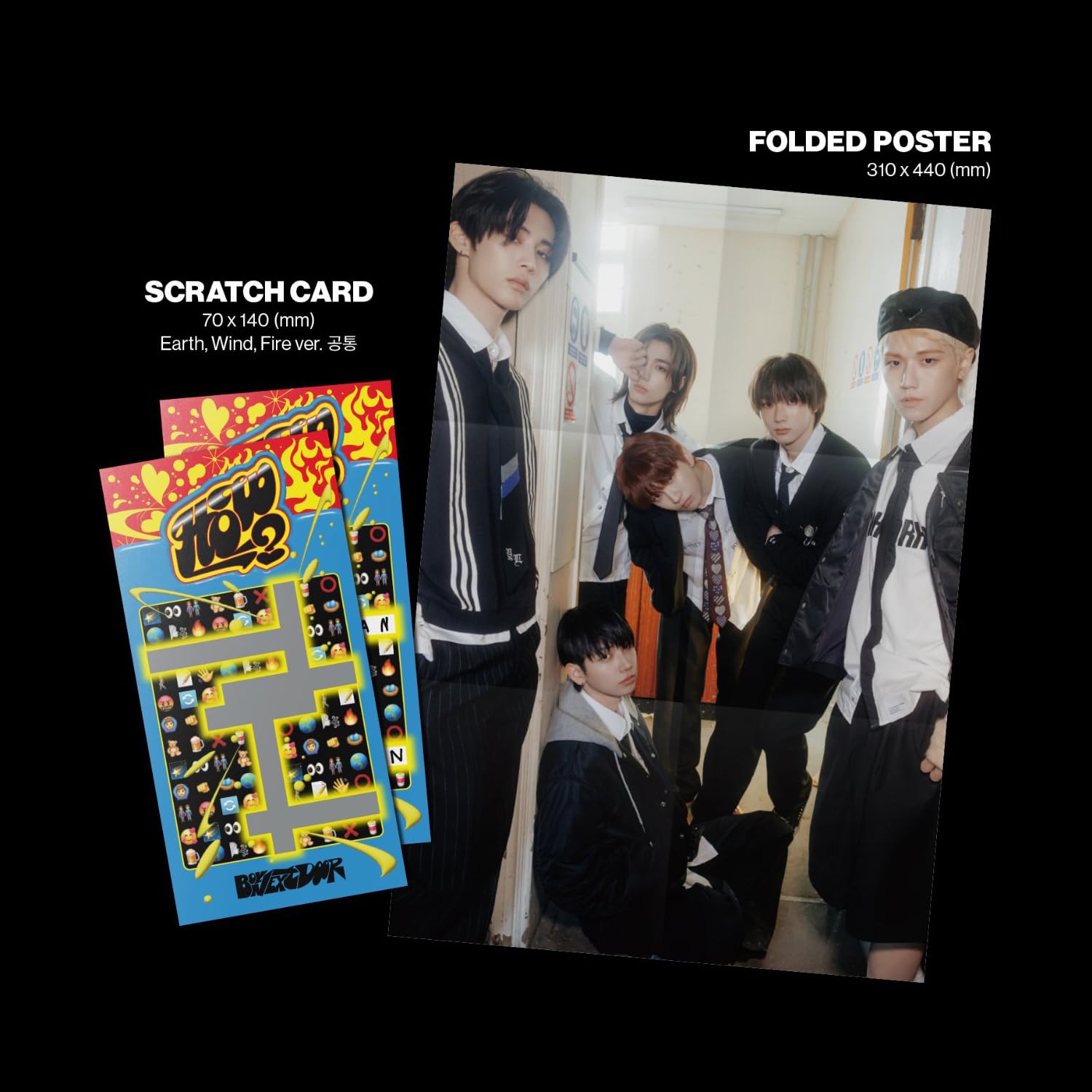 BOYNEXTDOOR - 2nd EP [HOW?] (Earth Ver.) Photo R + Photocard + Meme Card + 4-Cut Photo + Post Card + Scratch Card + Folded Poster + 3 Extra Photocards
