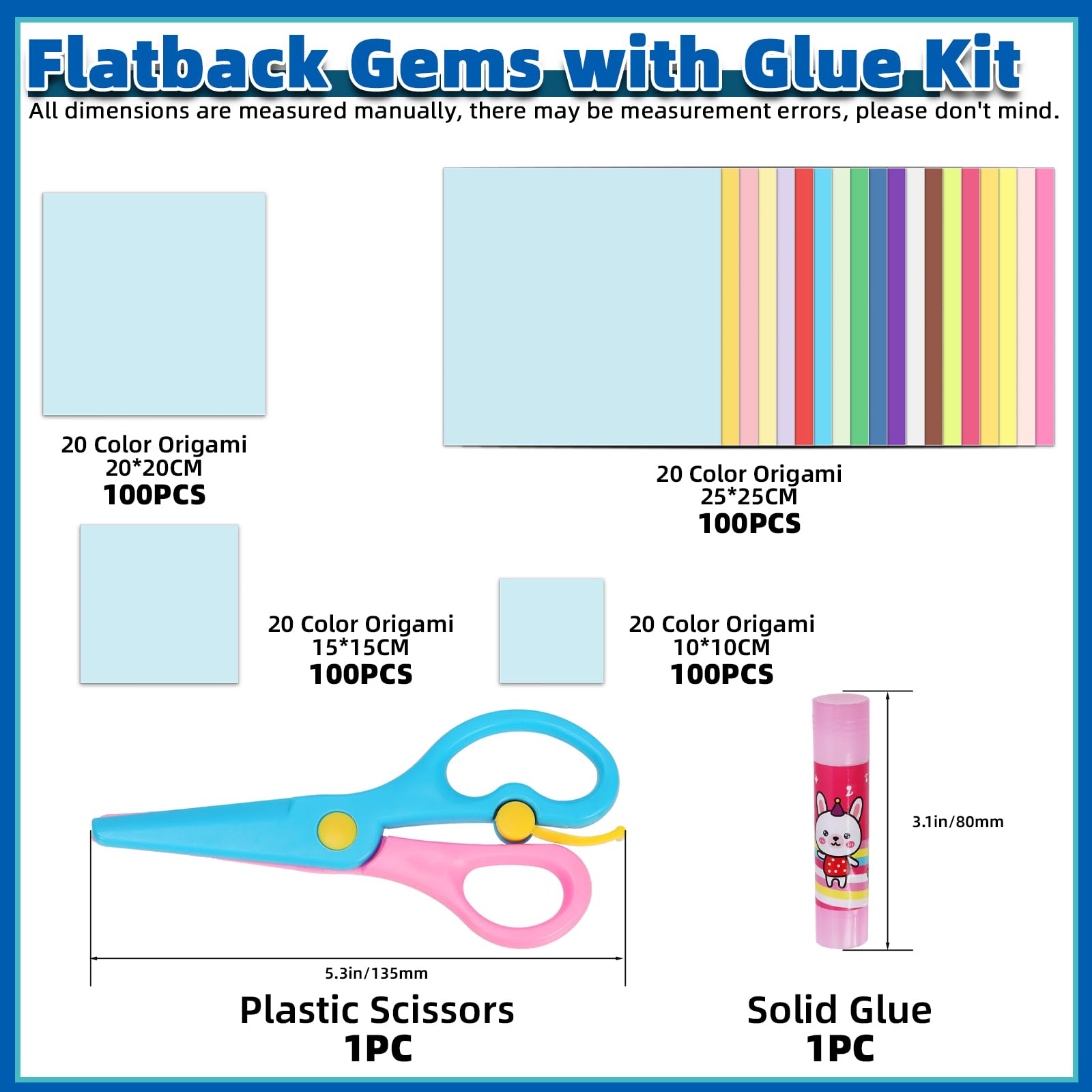 Glarks 400 Sheets Origami Paper Kit, 4In 6In 8In 10In Square Sheet - Image 2
