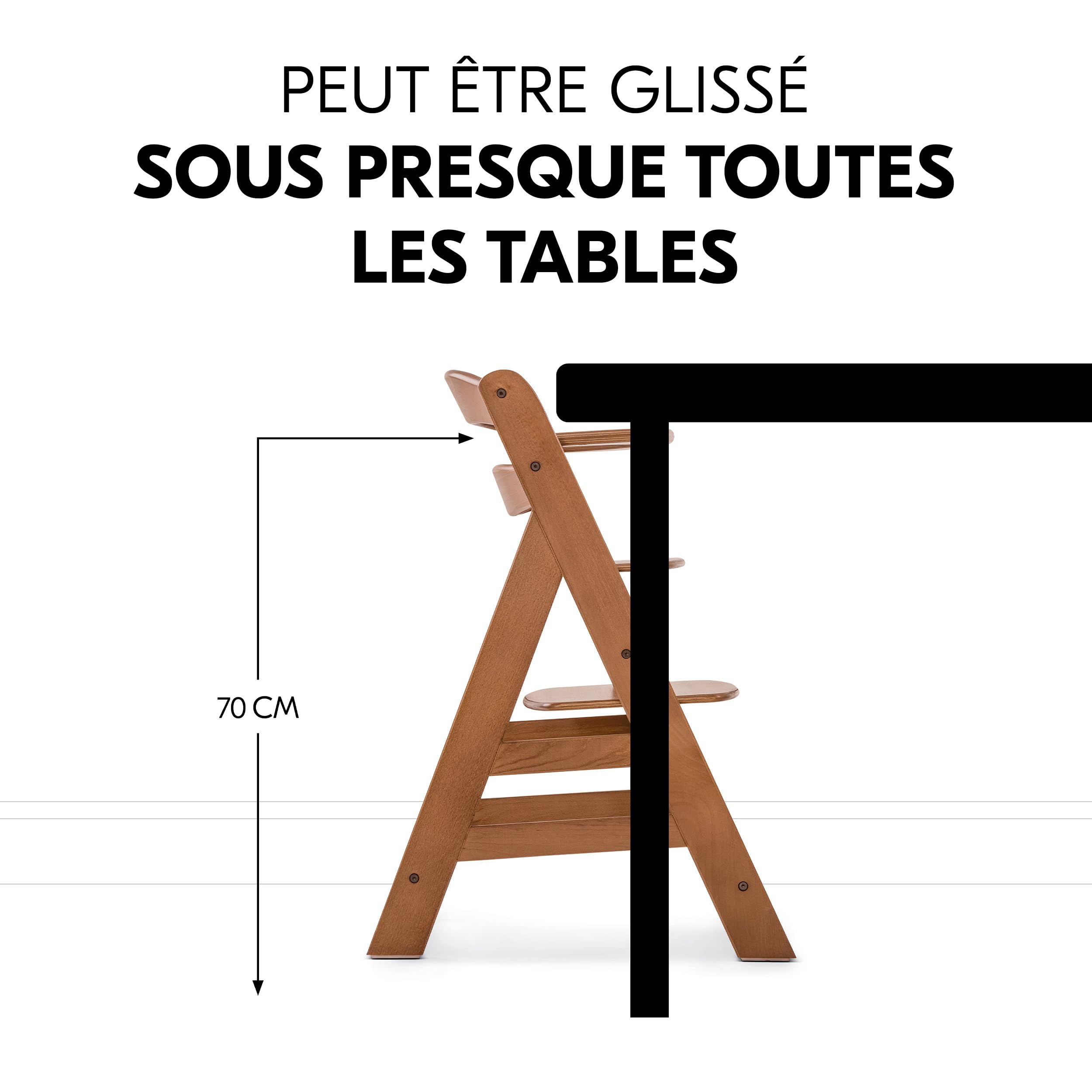 hauck Chaise Haute Bébé Alpha+ avec Siège Nouveau-né Premium - Walnut | Chaise haute évolutive en bois, de la naissance à 90 kg, inclus assise bébé avec réducteur, coussin, idéal pour repas