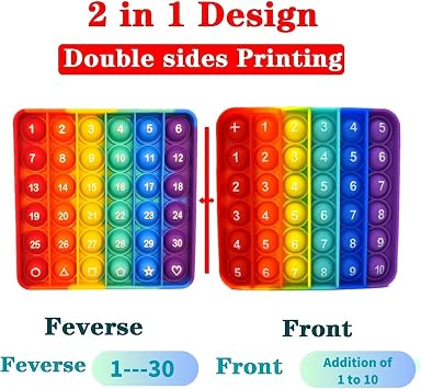 Push Pop Bubble Fidget Sensory Toy, ABC Learning and Educational Toys, Poppers Fidget Toys, Stress Relief, Autism Sensory Toys [Numbers 1-30 on The Other Side | Letters & Addition Random]