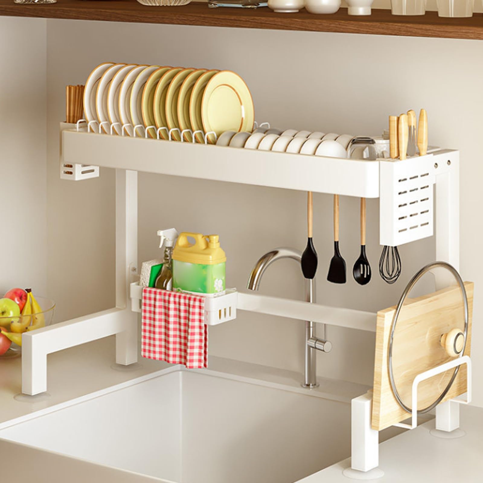 ZQFHSX Adjustable Stainless Steel Kitchen Sink Rack & Dish Drying System - Space-Saving Storage Solution for Efficient nization