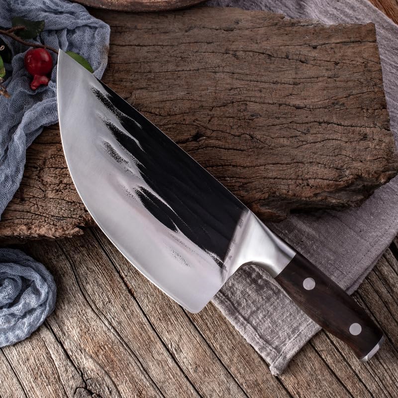 Meat Cleaver,Cleaver Knife 8 Inch Handmade Forged Cleaver High-carbon Bone Chopper Traditional Butcher Slicing Knife Stainless Steel Butcher Knife Forged Cleaver, LAMAJIGA5844