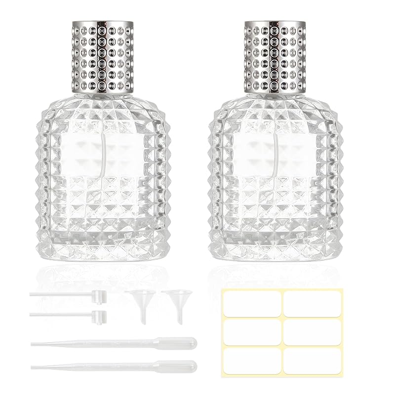 Frascos atomizadores recarregáveis para perfume HXRYAGi, 50 mL, prata, pacote com 2
