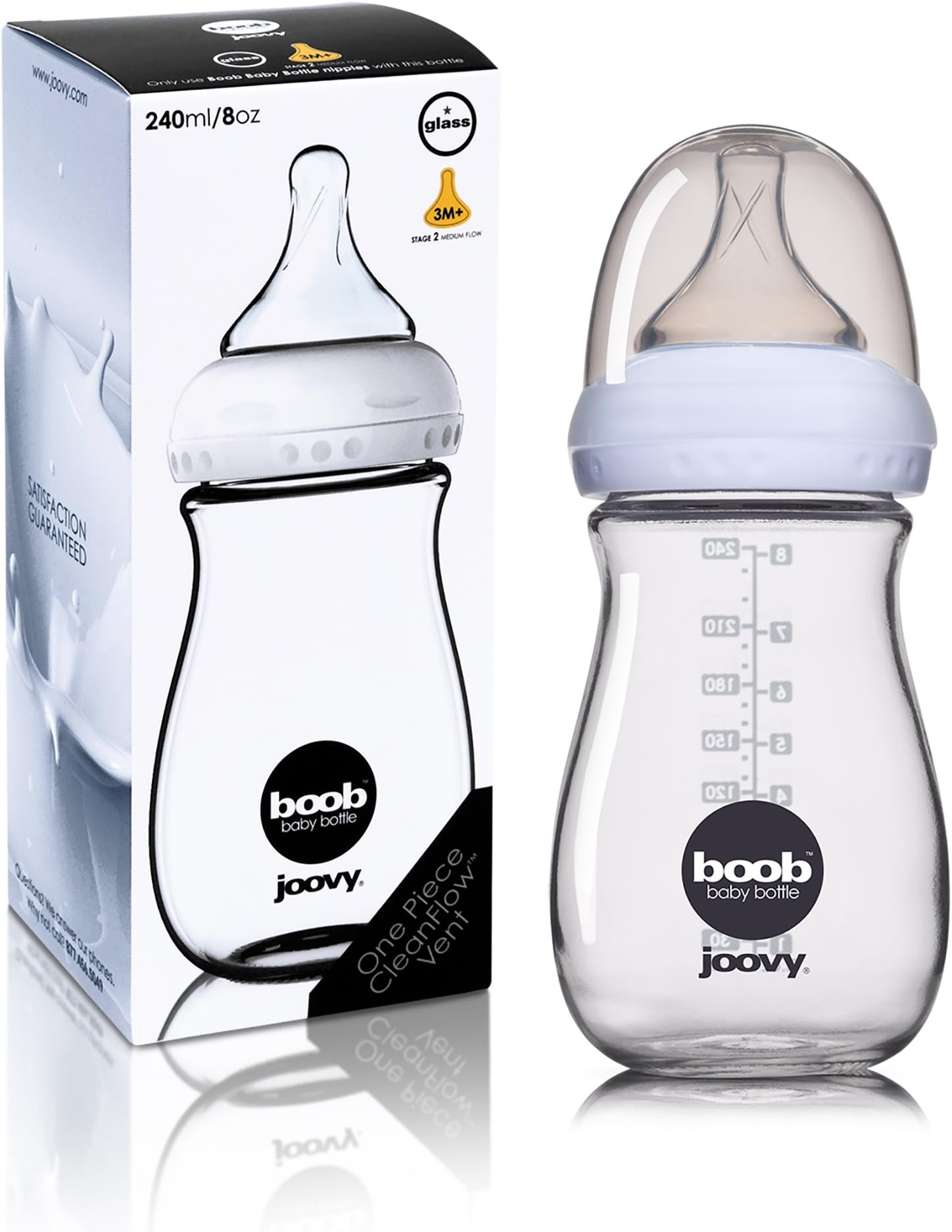 Joovy Boob Glass Bottle, Clear, 8 Ounce