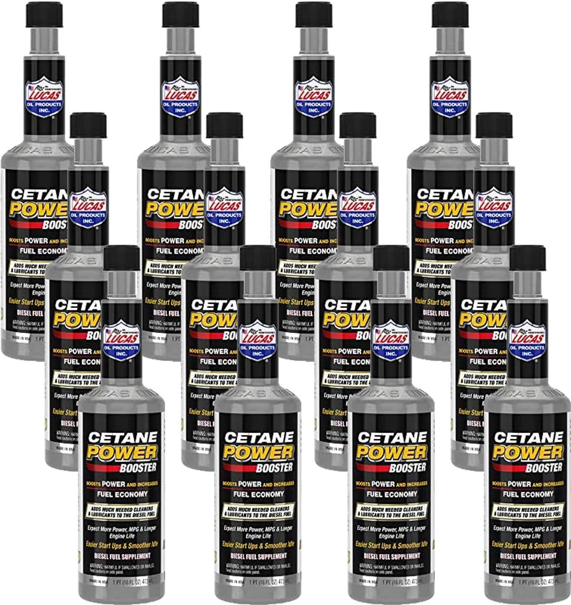 Lucas Cetane Power Booster Diesel Fuel Additive (16 oz) - 12 Pack