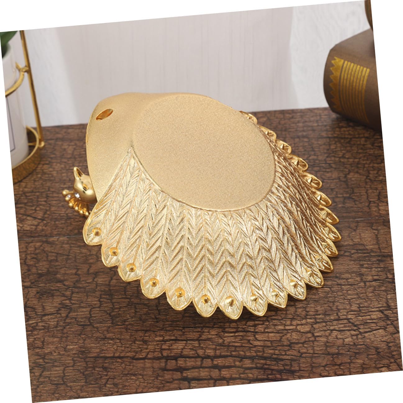 Golden Metal Peacocks Candy Plate for Fruit and Snacks Serving