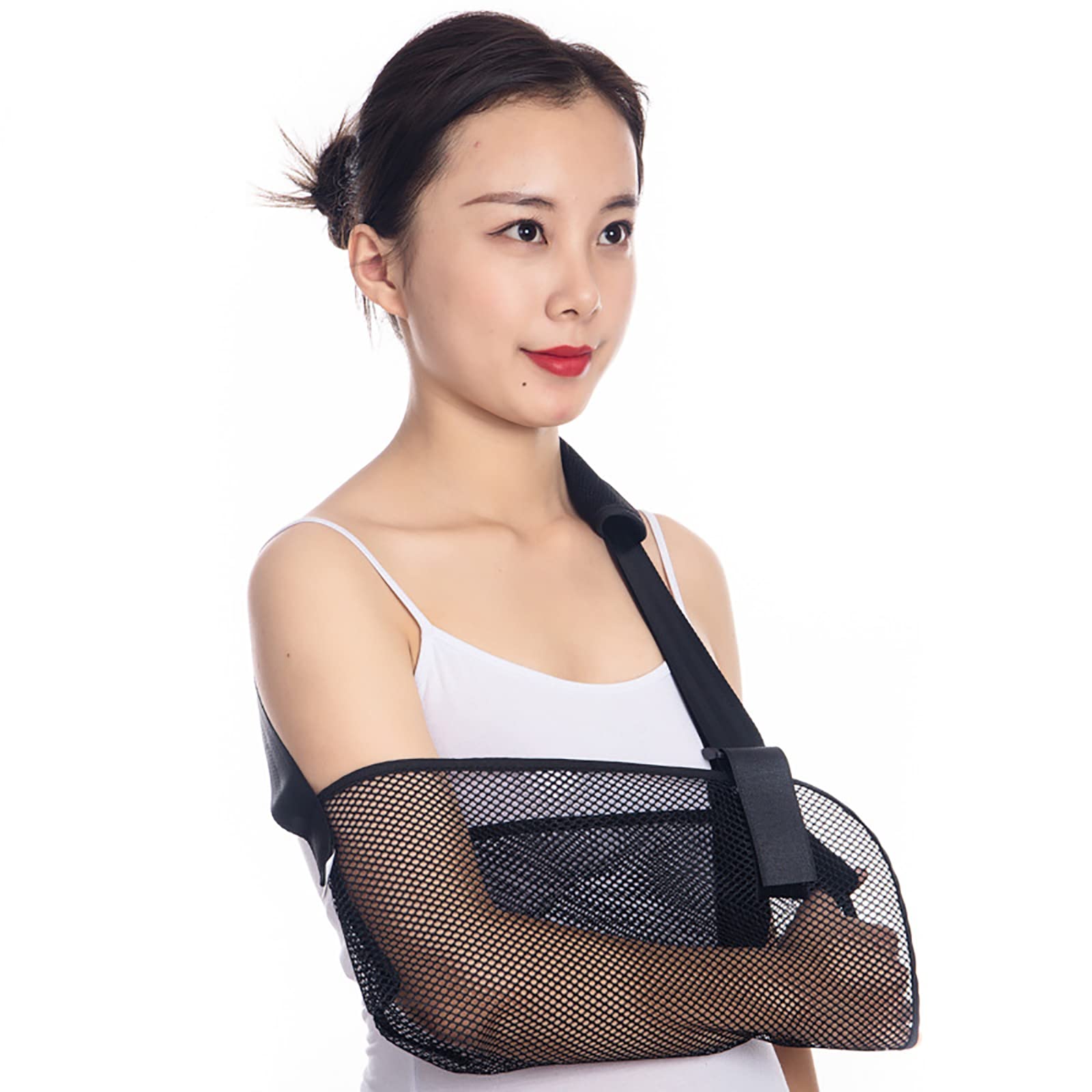 Inmovilizador médico de Hombro con Cabestrillo de Malla para Brazo para Ducha Soporte de Brazo Ajustable para lesión en el Manguito rotador Roto - Cabestrillo de Ducha para Codo,L