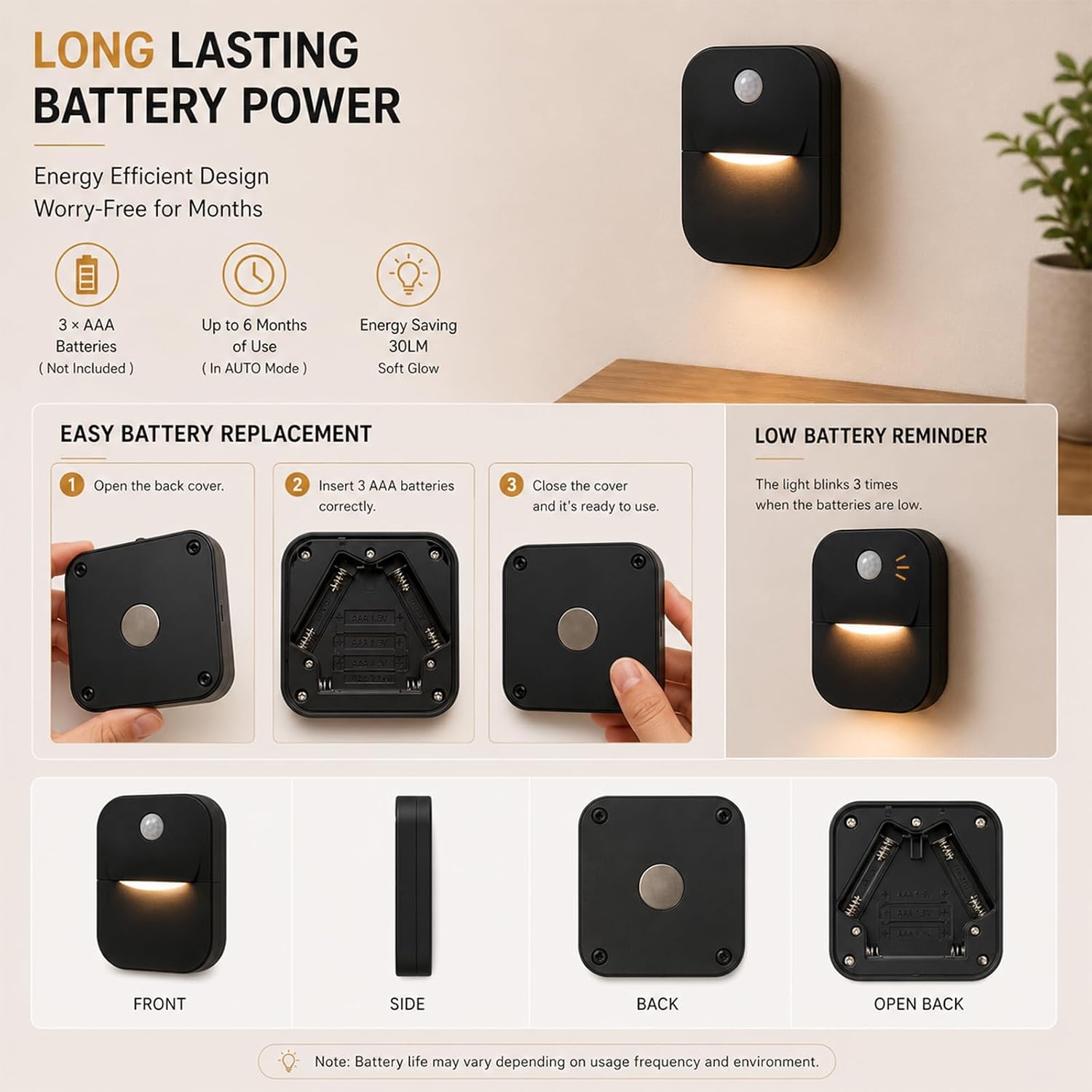2-Pack Motion Sensor Night Light, 3CCT, Waterproof, Magnetic image 4