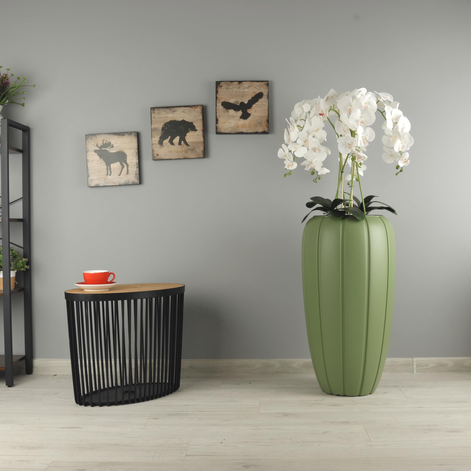 Orchidea artificiale bianca in vaso bouquet di fiori H 125 cm vaso bianco