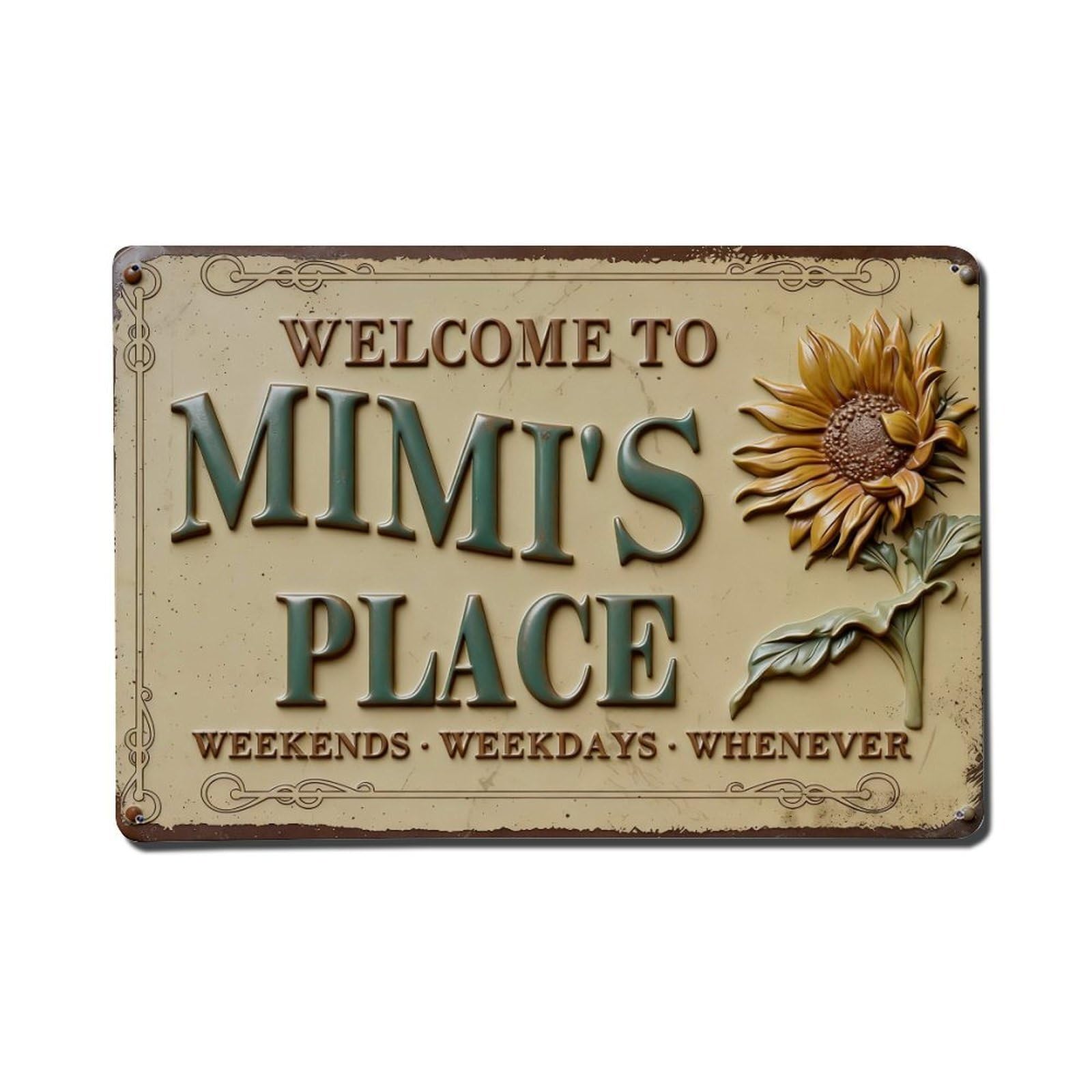Iageret Vintage Sunflower Welcome Sign Pattern Print Metal Tin Sign Retro Wall Decor, Bar Garage Cafe Kitchen Home Wall Art Poster Decoration 8X12inches