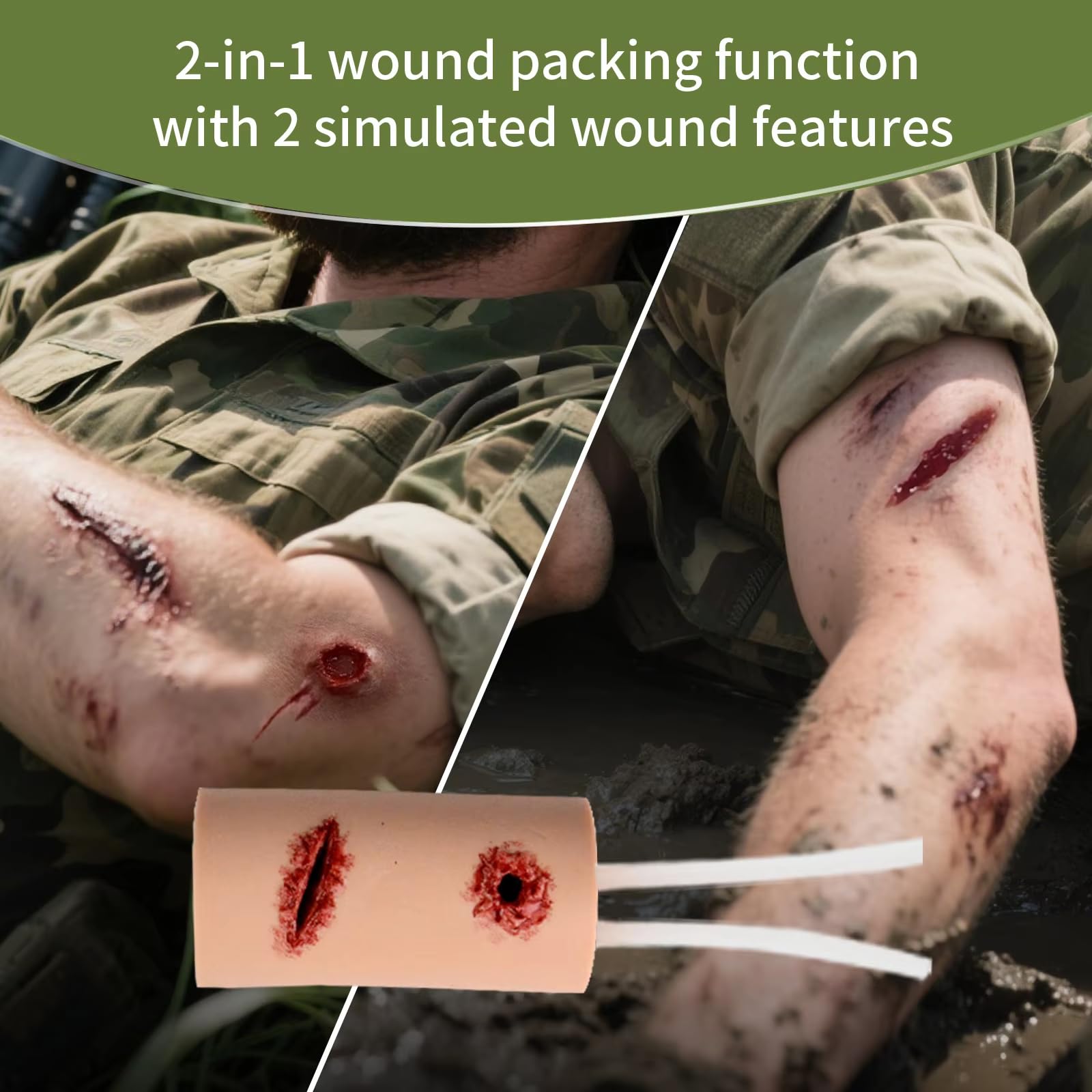 Trainer 2 in 1 per il controllo delle emorragie e la medicazione delle ferite – Kit di formazione realistico per fermare le emorragie per la pratica delle cure di emergenza,Flesh