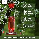 Kingsyard Feeder de colibri en verre pour les oiseaux sauvages extérieurs avec 6 Ports d'alimentation suspendus pour jardinier, rouge (Mouvement d'Antre inclus)