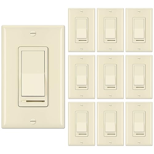 Vista 20 de BESTTEN Paquete de 2 interruptores de luz de pared con atenuador de almendra, compatible con LED regulable, CFL, bombilla incandescente y halógena
