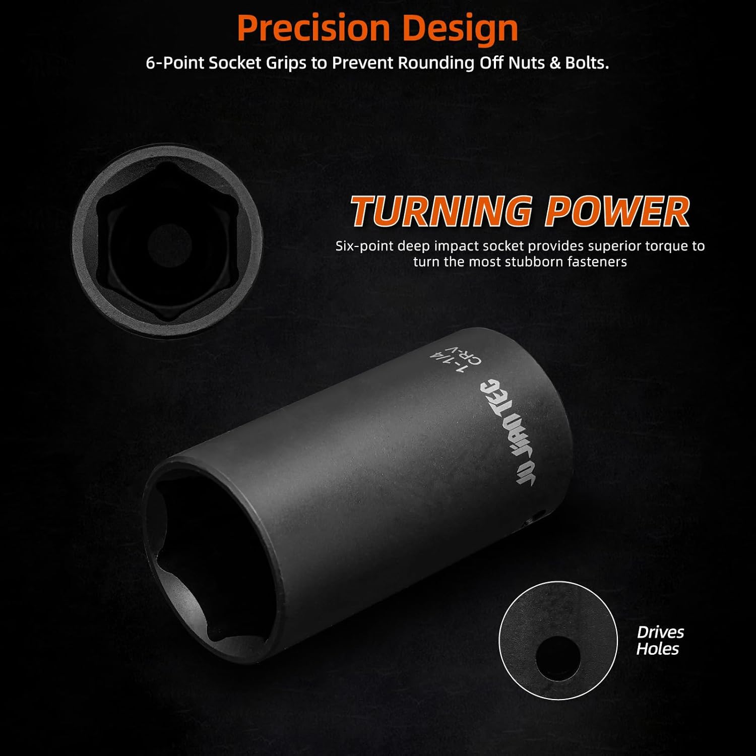 1/2" Drive Master Impact Socket Set, 65 Piece, with Adapters & Ratchet Handle, Standard SAE (3/8"-1-1/4") & Metric (10-24 mm) Sizes, Deep & Shallow Kit, Cr-V Steel, with Molded Case - Image 4