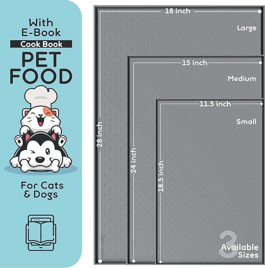 PetHappily Dog Food Mat - Raised Edges Dogs Mat for Food and Water Prevent Spill, Waterproof Cat Food Mats Protect Floors, Easy Clean Dog Bowl Mats for Food and Water, Silicone Pet Feeding Placemats - image 2
