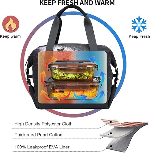 Miniatura 3 de UNIKER Lonchera aislada, lonchera a prueba de fugas para viajes, bolsa de almuerzo reutilizable para preparación de comidas, bolsa enfriadora para