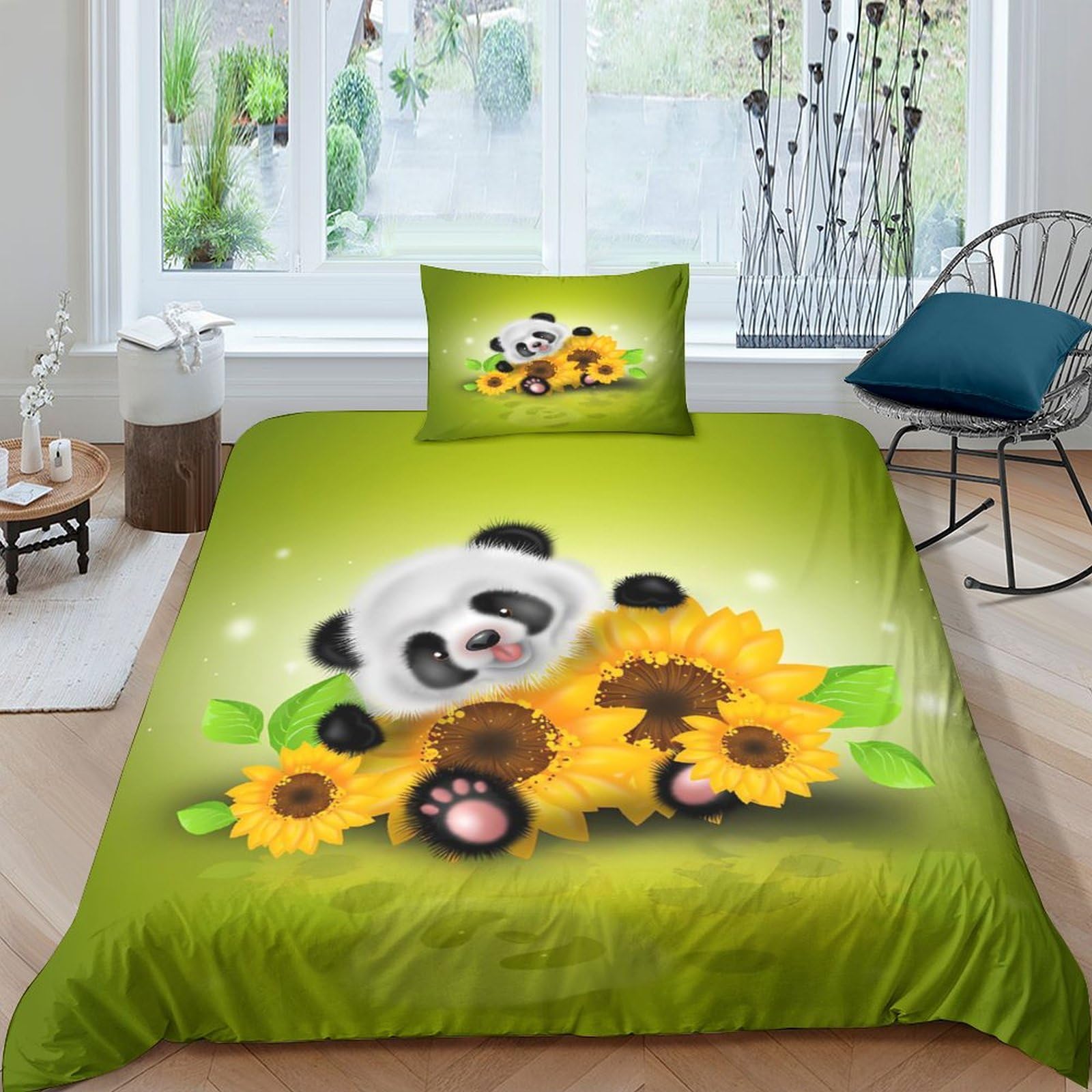 Housse de couette panda mignon lit simple pour chambre enfant et adulte