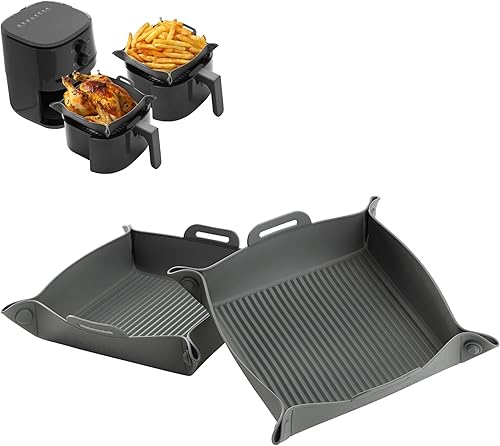 2 in 1 Silicone Air Fryer Liner and Oven Mat, 2pcs, Grey
