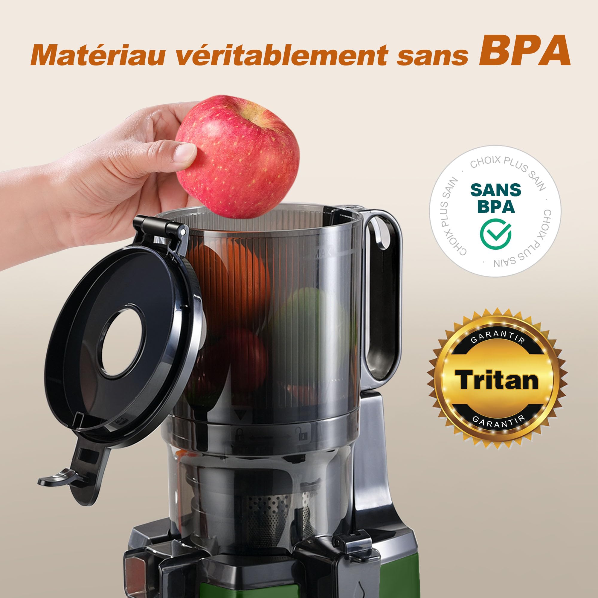 Fretta Extracteur à Mastication Lente 135mm Grande Goulotte (Vert)