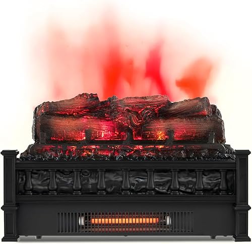 ORALNER Juego de troncos de chimenea eléctrica de 20 pulgadas, calentador de leña de cuarzo infrarrojo para chimeneas existentes, troncos de madera