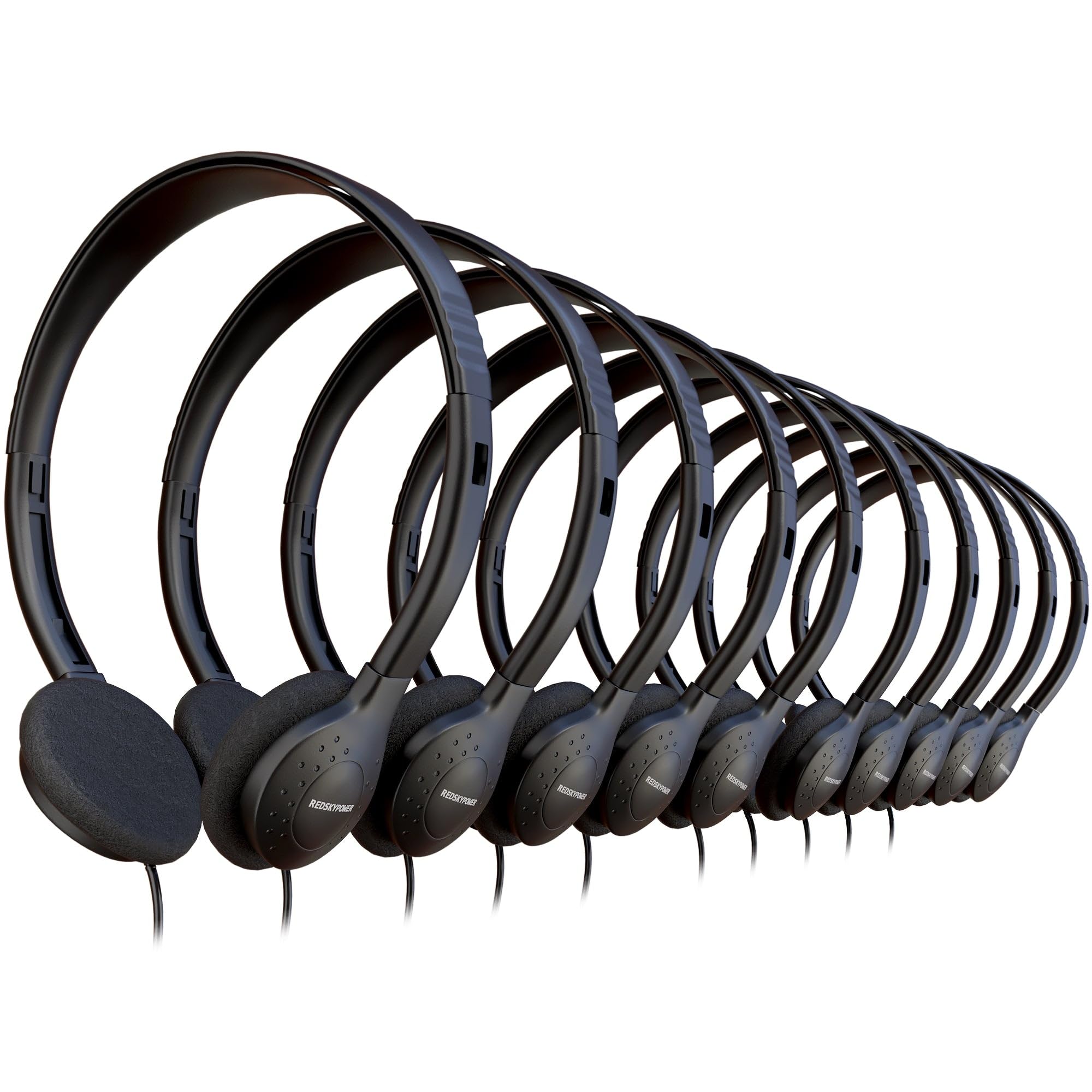 bulk pack black on ear wired headphones 3.5mm jack