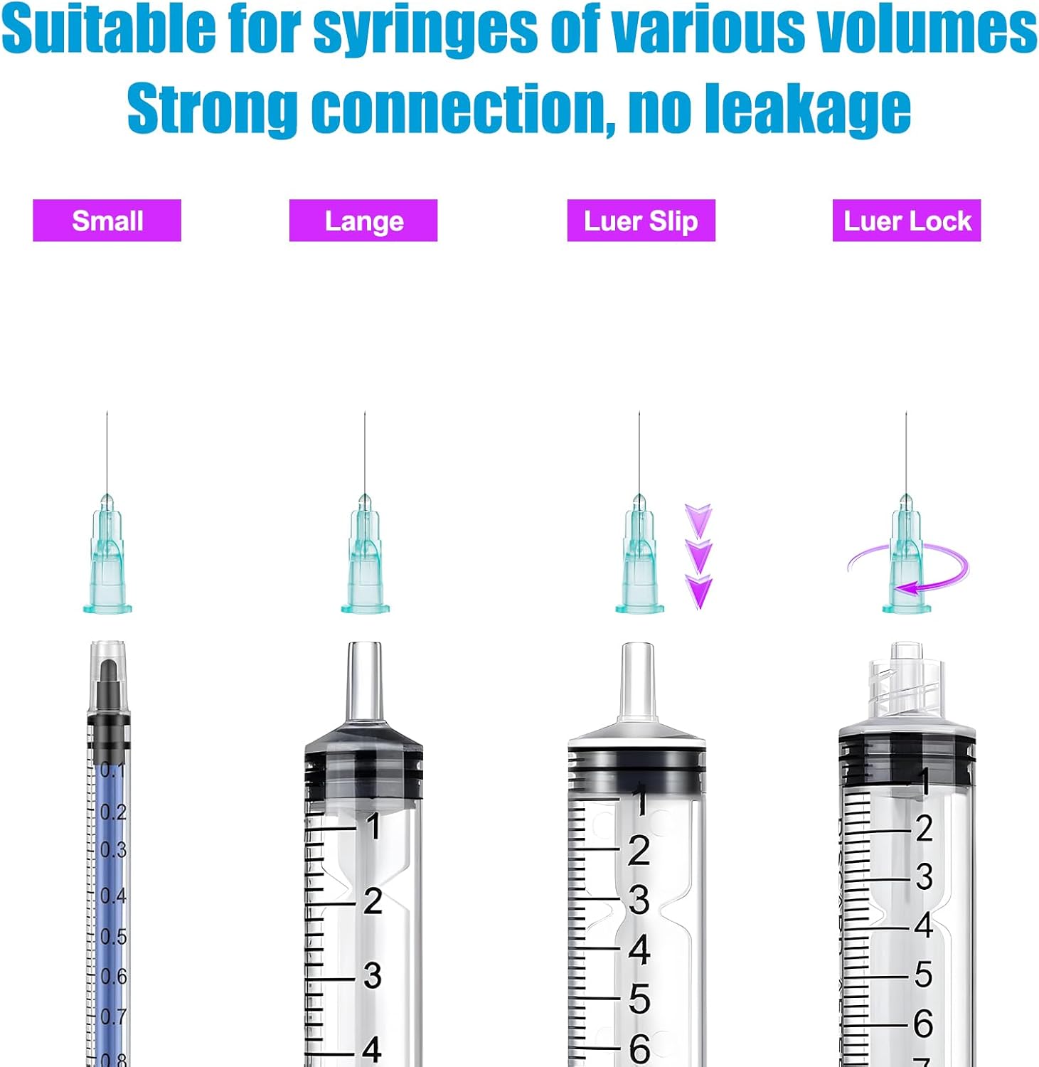 100 Pcs 32Ga 1/2 Inch Needle Luer Lock for Industrial Syringes, Individual Package.